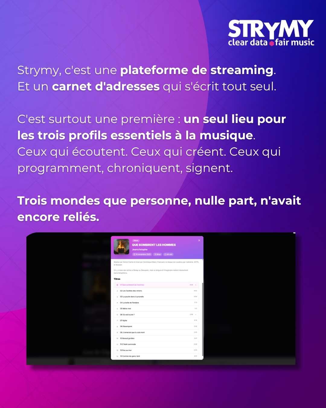 Strymy : plateforme de streaming et carnet d'adresses